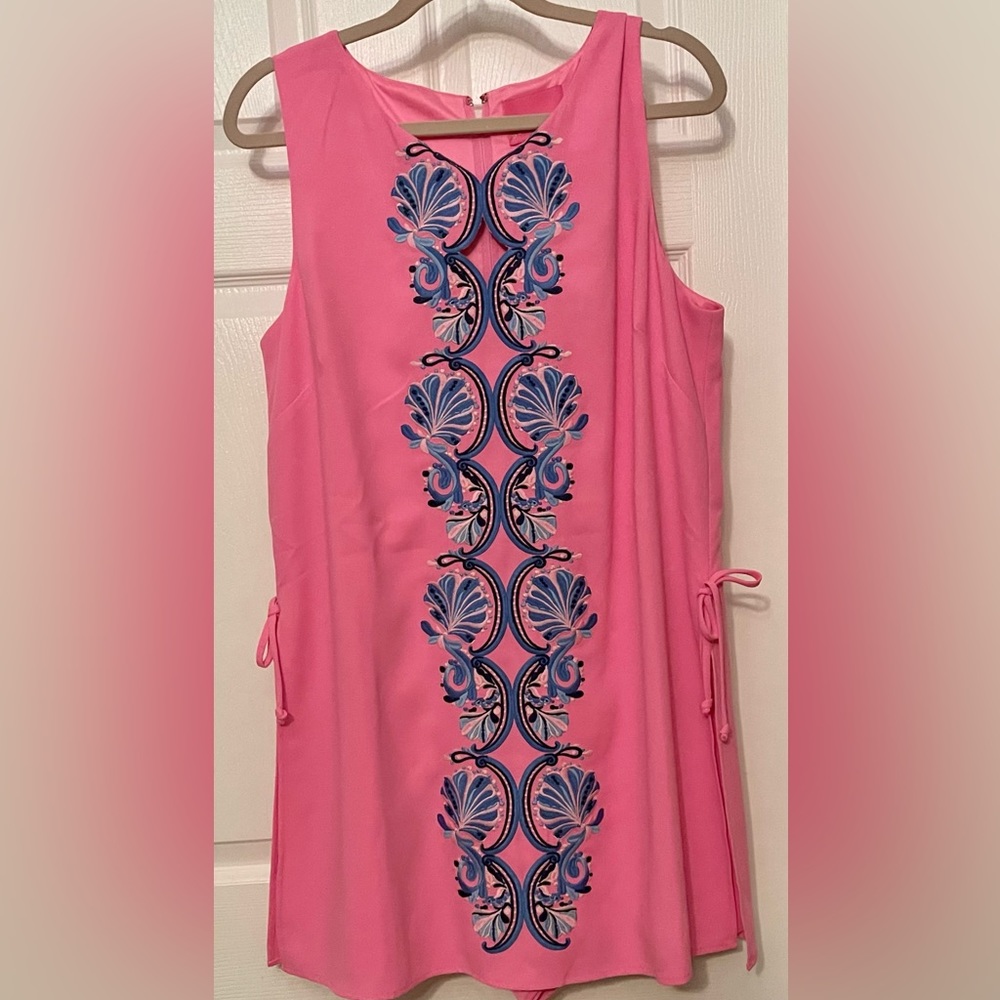NWT Lilly Pulitzer Donna Romper in Havana Pink Scalloped Shell Embroidery 16